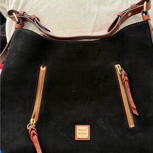 Dooney & Bourke Black and Brown Suede Shoulder Bag